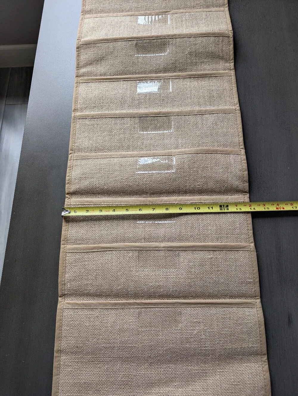Hanging 12-Pocket Compartments Burlap Woven Organizer Neutral Tan Brown